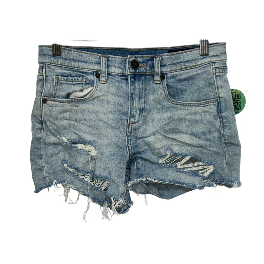 NEW BLANKNYC The Fulton Roll Up Short Blue Denim Distressed Jean Shorts Size 25
